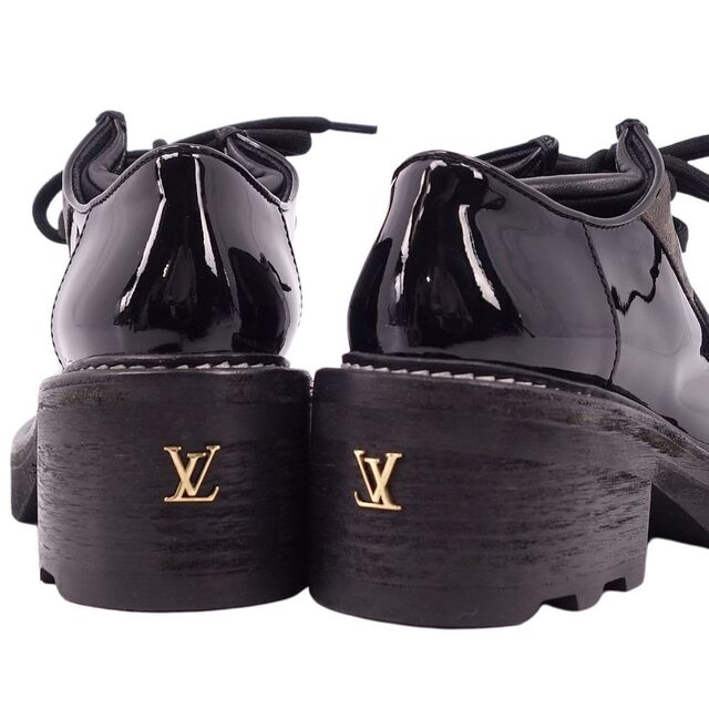 LOUIS VUITTON(ルイヴィトン)の極美品 ルイヴィトン LOUIS VUITTON ローファー ボブール・ライン ダービー エナメルレザー モノグラム シューズ 靴 レディース 35(22cm相当) ブラック レディースの靴/シューズ(ローファー/革靴)の商品写真