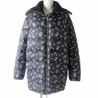 モンクレール(MONCLER)の極美品◇国内正規品 モンクレール 17-18AW LABURNUM ラバーナム 花柄 カシミヤ混ニットカラー ZIP UP ダウンコート ブラック 黒 0(ダウンコート)