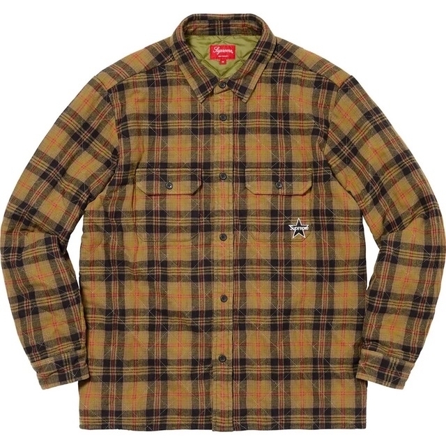 supreme Quilted Plaid Flannel Shirt Lサイズ