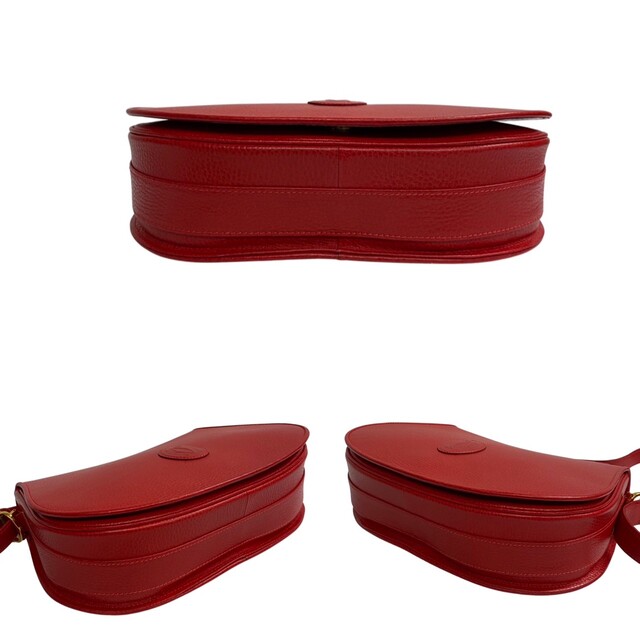 極 美品 希少品 保存袋付 CARTIER カルティエ ヴィンテージ マストライン ロゴ レザー 本革 ショルダーバッグ レッド 25759 - 6