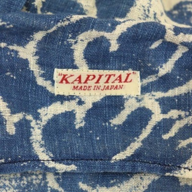 KAPITAL(キャピタル)のキャピタル ガウン カーディガン リネン 七分袖 ロング 総柄 スリット 1 青 レディースのトップス(カーディガン)の商品写真