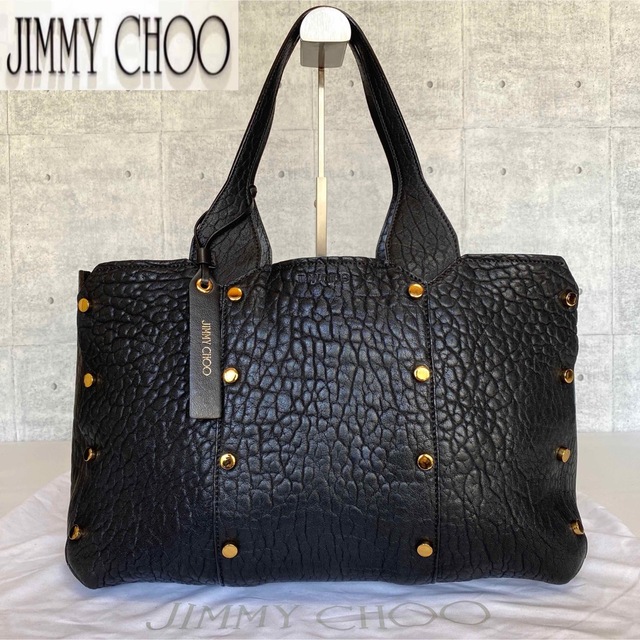 JIMMY CHOO - 【美品】JIMMY CHOO LOCKETT ブラック ゴールド金具トートバッグ