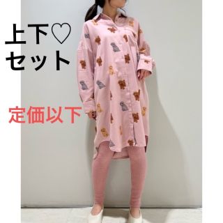 ジェラートピケ(gelato pique)の【定価以下】新品 ジェラートピケ トイプードル柄ネルシャツワンピース&レギンス(ルームウェア)