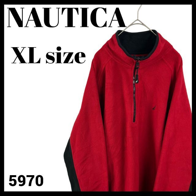 NAUTICA(ノーティカ)のNAUTICA ノーティカ ハーフジップ フリース プルオーバー 赤 US/XL メンズのジャケット/アウター(ブルゾン)の商品写真