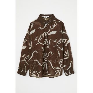 マウジー(moussy)のMOUSSY LEAF PATTERN SHEER シャツ ブラウン新品タグ付き(シャツ/ブラウス(長袖/七分))