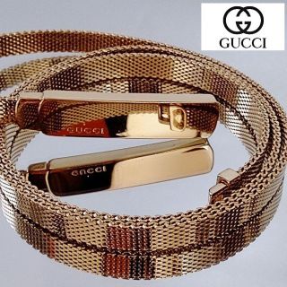 グッチ(Gucci)の未使用に近い　超美品　グッチ　ベルト　ドレスベルト　希少　ゴールド　イタリア製(ベルト)