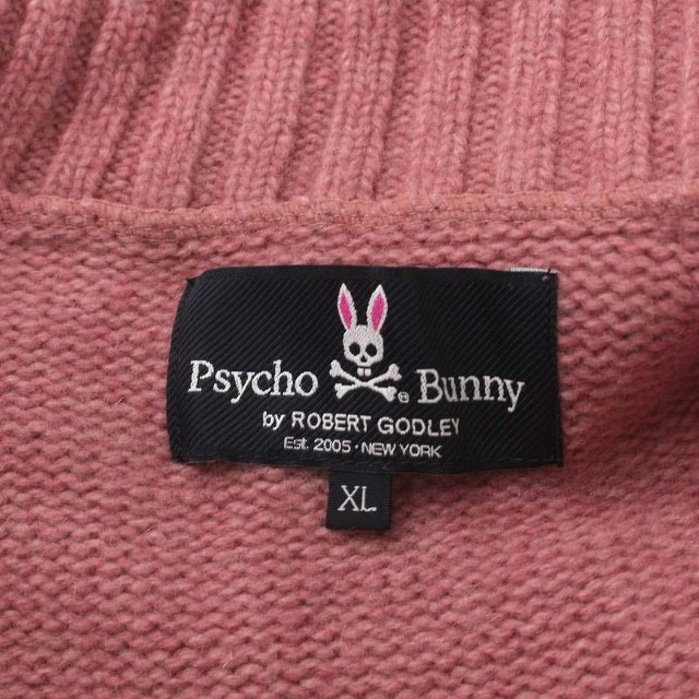 Psycho Bunny カーディガン スタンドカラー ワッペン XL ピンク メンズのトップス(カーディガン)の商品写真