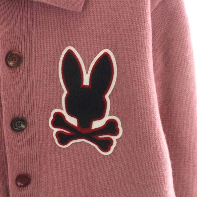 Psycho Bunny カーディガン スタンドカラー ワッペン XL ピンク メンズのトップス(カーディガン)の商品写真