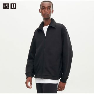 ユニクロ(UNIQLO)のUNIQLO U ボアスウェットトラックジャケット黒L(ブルゾン)