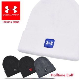 アンダーアーマー(UNDER ARMOUR)のアンダーアーマー ニット帽  HALFTIME BEANIE   ホワイト(ニット帽/ビーニー)