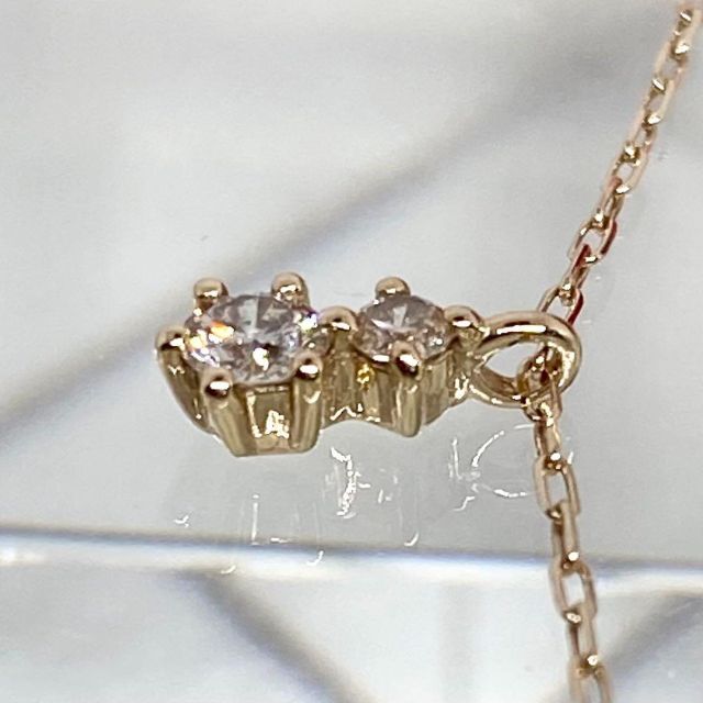 超美品正規品】4°C K10 ダイヤモンドネックレス 2連 ペンダント-