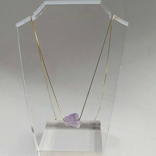 ラフカットアメジストのスライドピンチェーンネックレス(ピアス)