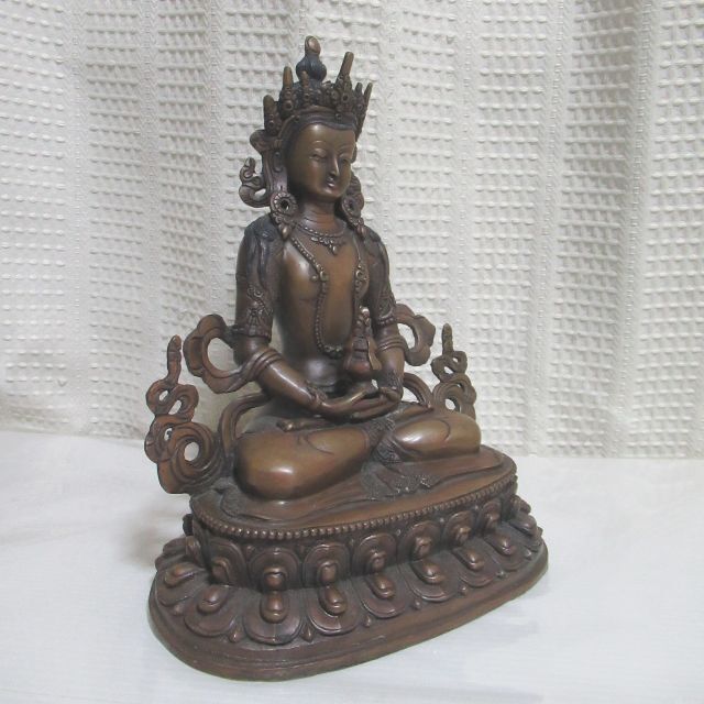 ブロンズ製 無量寿菩薩・アミターユス像 阿弥陀如来 22センチ チベット密教 彫刻/オブジェ