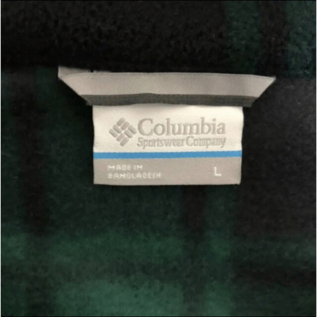 Columbia(コロンビア)の希少 コロンビア ワンポイント刺繍ロゴ グリーン ブロックチェックジップフリース メンズのトップス(スウェット)の商品写真