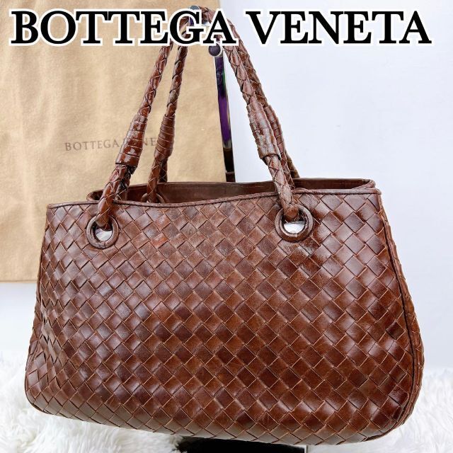 美品 BOTTEGA VENETA サッチェル ハンドバッグ ブラウン 茶色ハンドバッグ