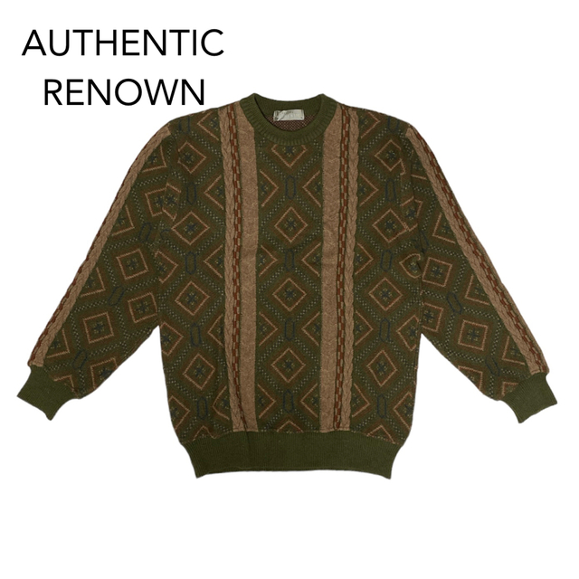 AUTHENTIC RENOWN セーター　オーセンティック　メンズニット　緑