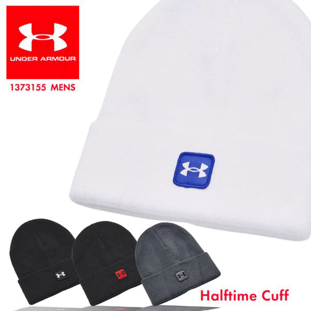 UNDER ARMOUR(アンダーアーマー)のアンダーアーマー ニット帽  HALFTIME BEANIE  ブラックレッド メンズの帽子(ニット帽/ビーニー)の商品写真