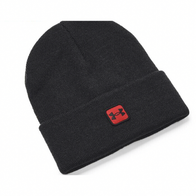 UNDER ARMOUR(アンダーアーマー)のアンダーアーマー ニット帽  HALFTIME BEANIE  ブラックレッド メンズの帽子(ニット帽/ビーニー)の商品写真