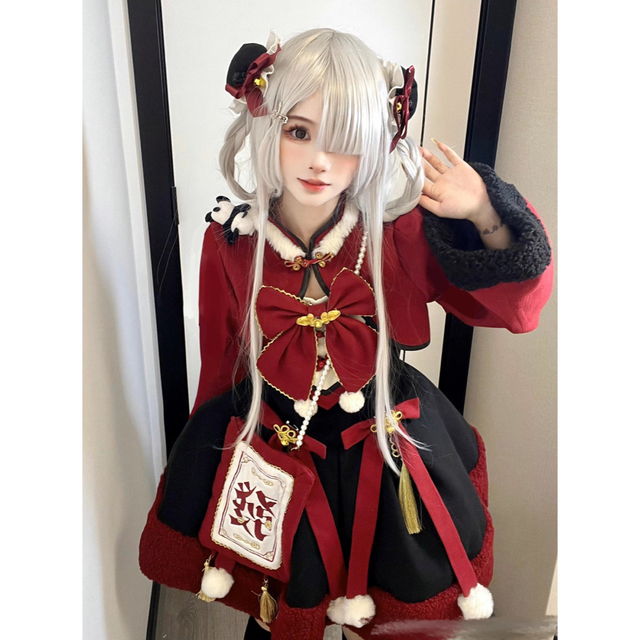 恭喜發財 フルセット☆赤 華ロリ しゅくれどーる ロリィタ ロリータ | フリマアプリ ラクマ