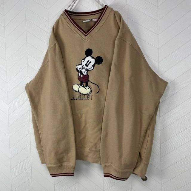 Disney(ディズニー)のUSA古着 ディズニー ミッキー トレーナー 刺繍 モフモフ 太アーム ゆるだぼ メンズのトップス(スウェット)の商品写真