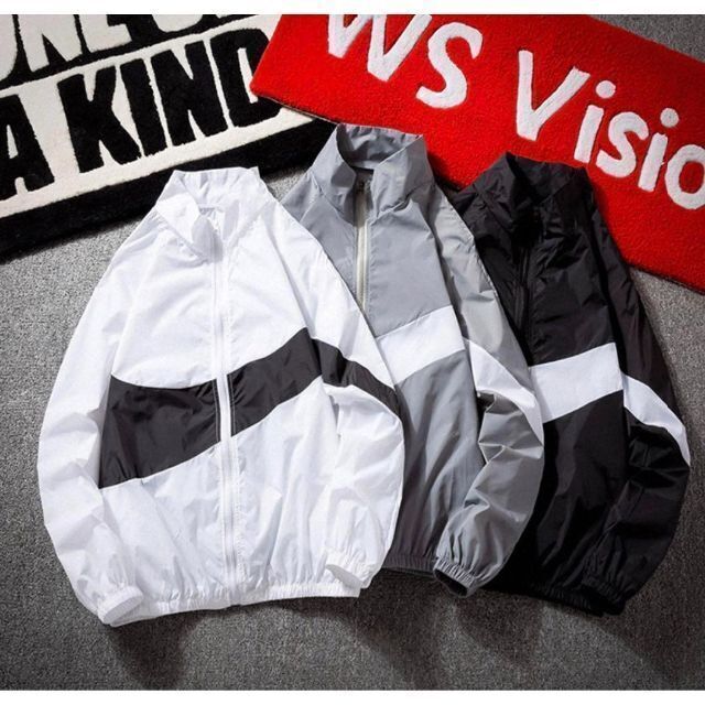 ナイロンジャケット ウインドブレーカー L ホワイト ユニセックス 新品 メンズのジャケット/アウター(ナイロンジャケット)の商品写真