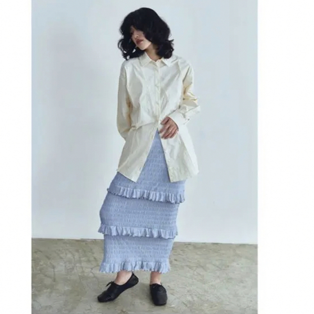 MEER. SHIRRING FRILL SKIRT /SKY 新品未使用レディース