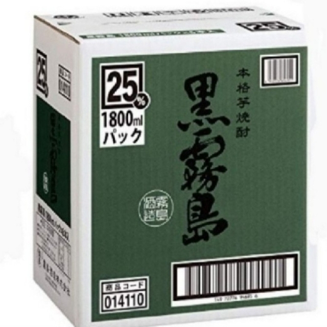 Ys455  黒霧島 芋 25° 1.8Lパック   ６本 食品/飲料/酒の酒(焼酎)の商品写真