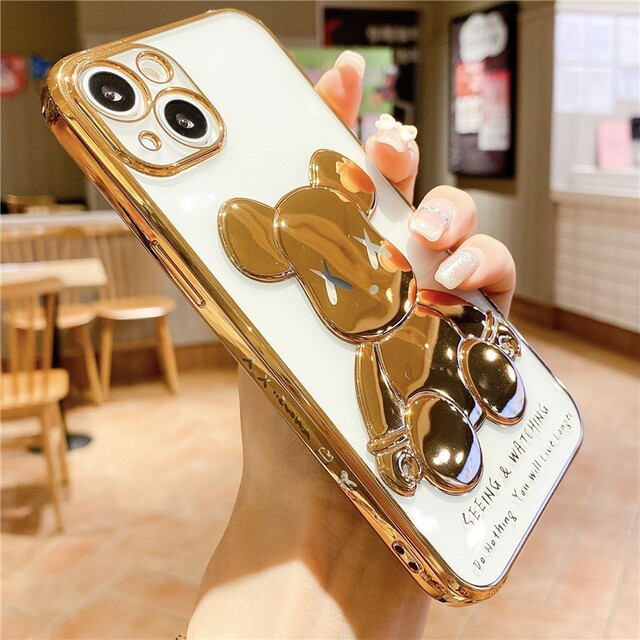 iPhone13miniケース ゴールド くま クマ 熊 韓国人気の通販 by たま iPhone14 携帯ケース ケース 大人気 韓国 クマ