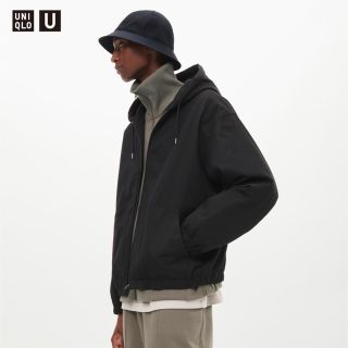 ユニクロ(UNIQLO)のUNIQLO U フーデッドジップアップブルゾン 黒XL 22aw(ブルゾン)