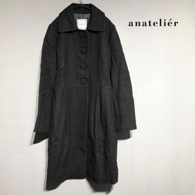 【美品】Anatelier アナトリエ 袖リボン アンゴラ混 ロングコート