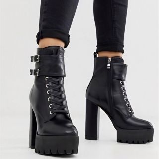 エイソス(asos)のASOS　Simmi London プラットフォーム ヒールブーツ UK4 黒(ブーツ)