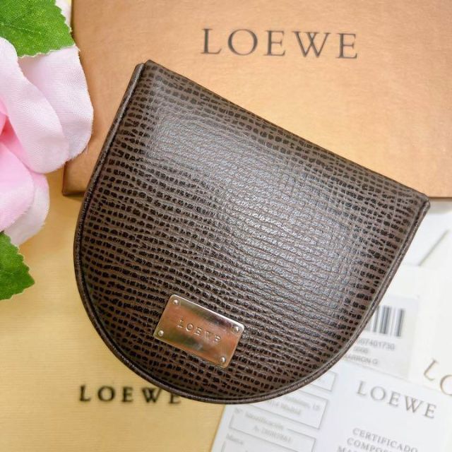 新品未使用 LOEWE ロエベ コインケース 馬蹄型 ブラウン 金具ロゴ 財布