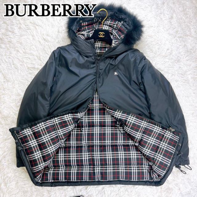 BURBERRY BLACK LABEL(バーバリーブラックレーベル)のBURBERRY バーバリー ブラックレーベル ダウンジャケット ファー 黒色 メンズのジャケット/アウター(ダウンジャケット)の商品写真