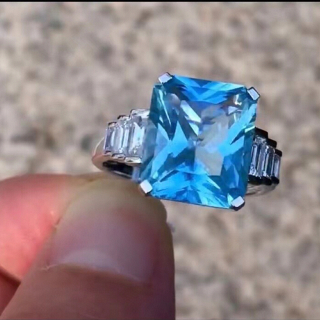 くらしを楽しむアイテム 【天然】アクアマリン 5.3ct k18 リング ...