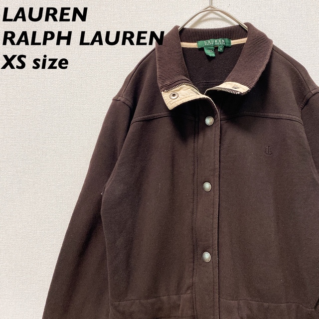 Ralph Lauren(ラルフローレン)のローレンラルフローレン　ブルゾン　フルジップ　ワンポイント刺繍ロゴ　茶色　XS レディースのジャケット/アウター(ブルゾン)の商品写真