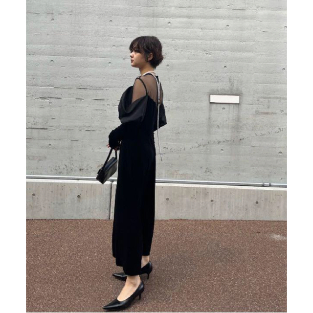 AMERI UND VELOUR OFF SHOULDER DRESS 黒 Ameri UND VELOUR OFF SHOULDER DRESS(Ameri VINTAGE VELOUR