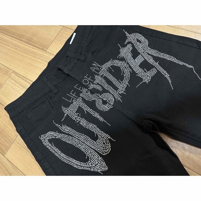 大人の上質 新品未使用 outsider パンツ キラキラ ラインストーン