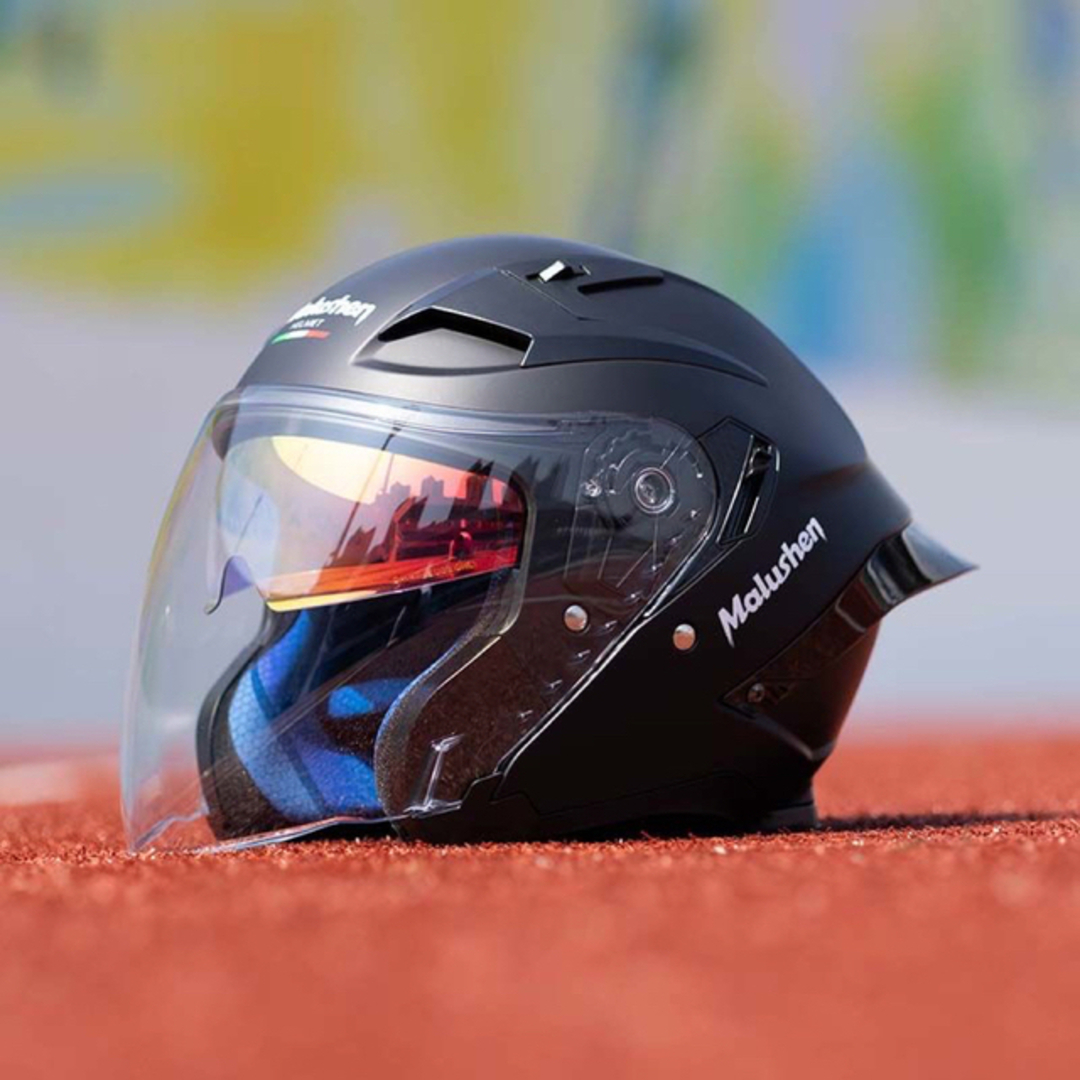 ダブルレンズジェットヘルメットバイクヘルメット内蔵レンズ紫外線カット安全規格DOT認証