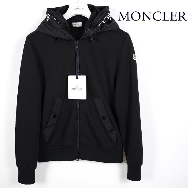 正規品質保証】 MONCLER 正規品 Mサイズ 黒 ロゴパーカー ダブルフード