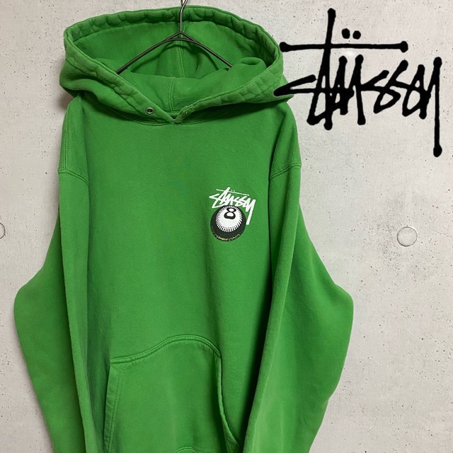 STUSSY/ステューシー　レアデザイン　プリント　裏起毛　エイトボール　M