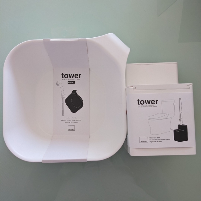 tower 湯桶＆流せるトイレブラシスタンド　セット インテリア/住まい/日用品の日用品/生活雑貨/旅行(日用品/生活雑貨)の商品写真