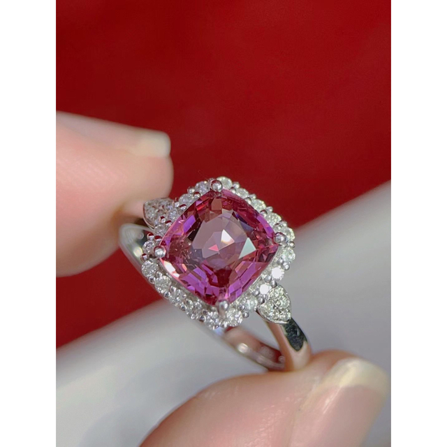天然スピネル ダイヤ リング 1.9ct k18 ¥ - リング(指輪)