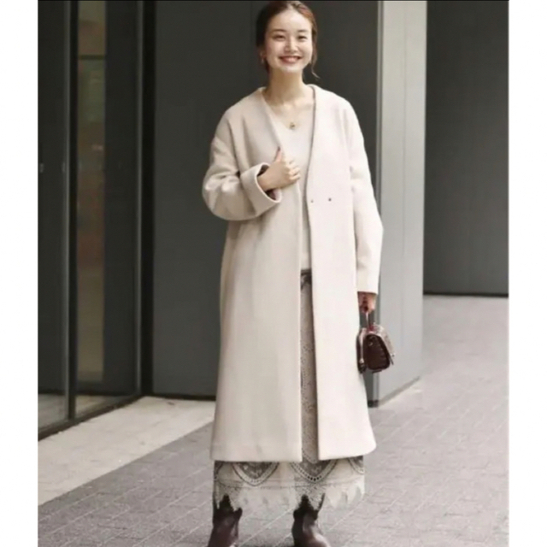IENA MANTECOノーカラーコート 超美品 38-