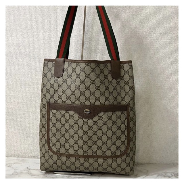 Gucci(グッチ)の【美品】GUCCI オールドグッチ トートバッグ PVC シェリーライン レディースのバッグ(トートバッグ)の商品写真