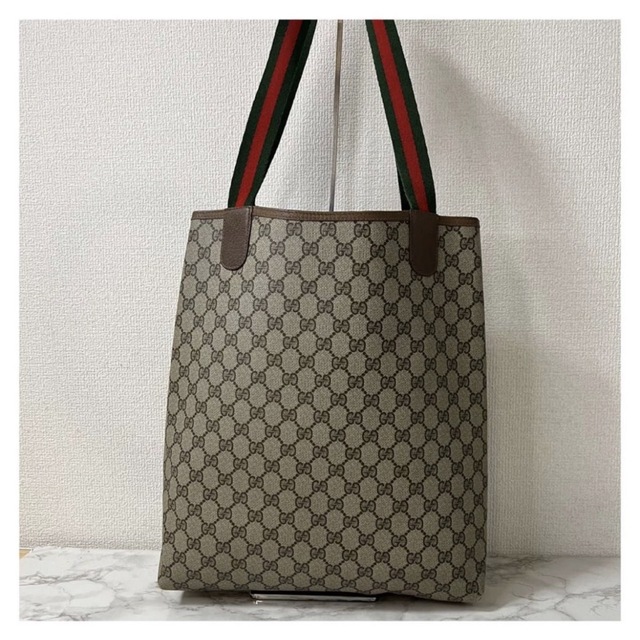 Gucci(グッチ)の【美品】GUCCI オールドグッチ トートバッグ PVC シェリーライン レディースのバッグ(トートバッグ)の商品写真