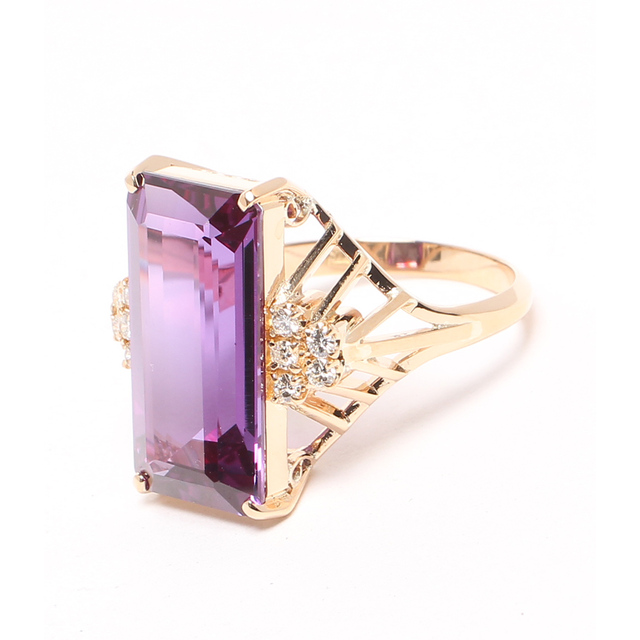 美品   リング 指輪 K18 紫石    レディース 17号 レディースのアクセサリー(リング(指輪))の商品写真