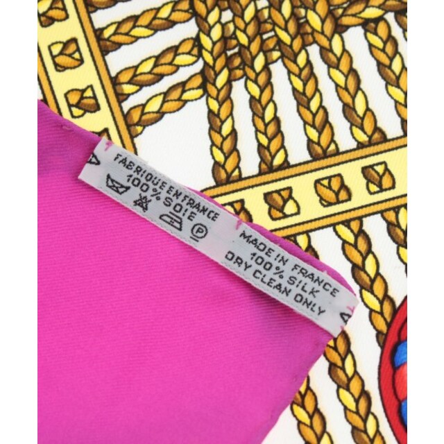 HERMES エルメス バンダナ・スカーフ 90 ピンクx白x黄等(総柄) 【古着】【中古】 - 2