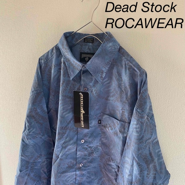 トップスDeadStockROCAWEARロカウェア長袖総柄シャツxl水色ストリート