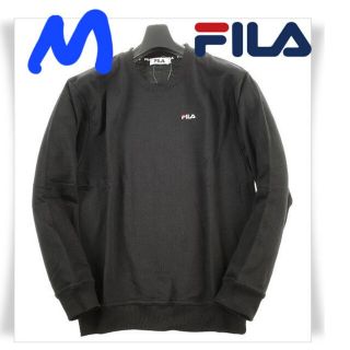 フィラ(FILA)のFILA ビッグシルエット 刺繍ロゴバックプリント スウェット/黒/M/新品(スウェット)