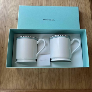 ティファニー(Tiffany & Co.)の【adg様専用】TIFFANY&Co. プラチナブルーバンドマグカップ(グラス/カップ)